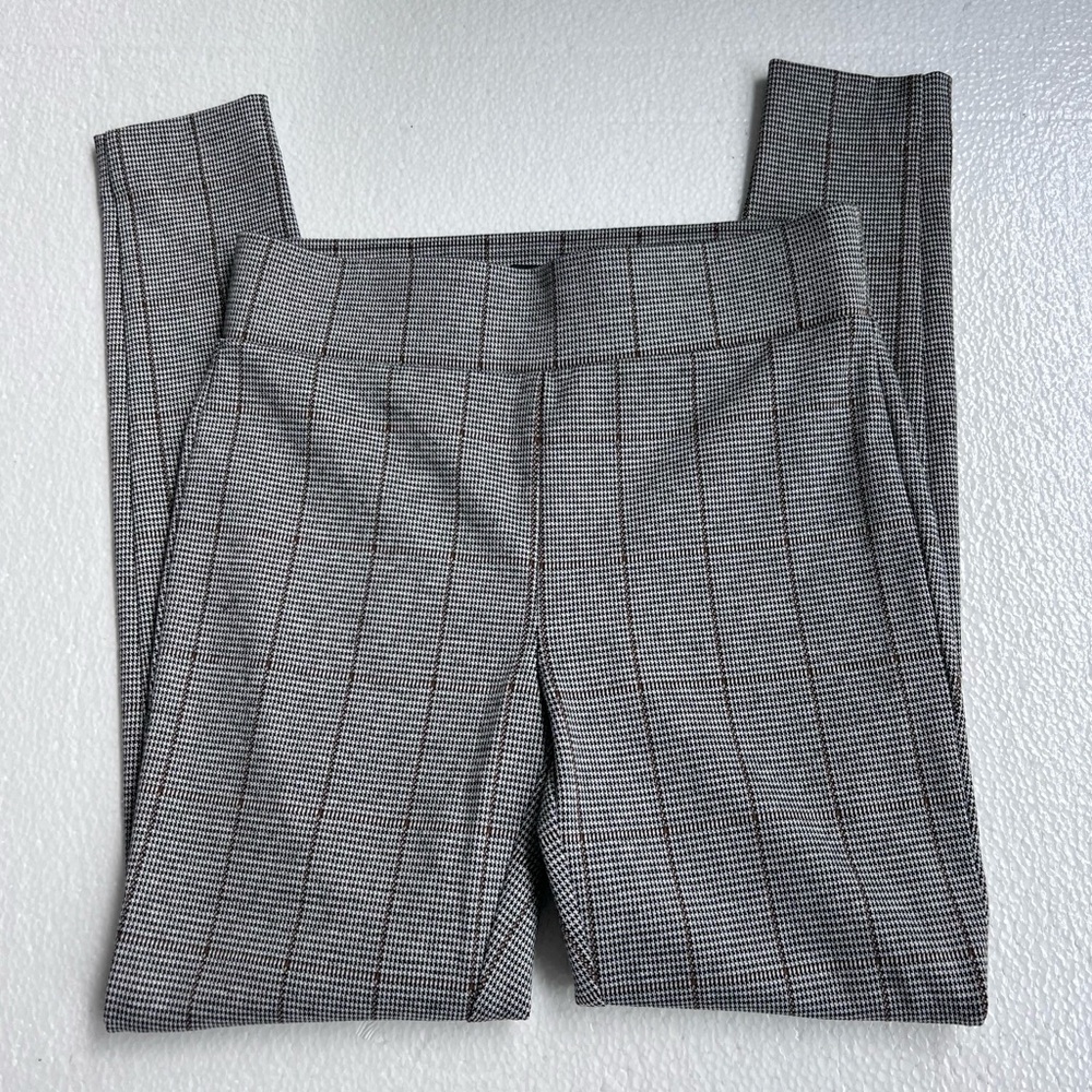 LOFT Petite Glen Plaid Pull On Skinny Pants Womens XSP Gray Ankle Stretch Knit